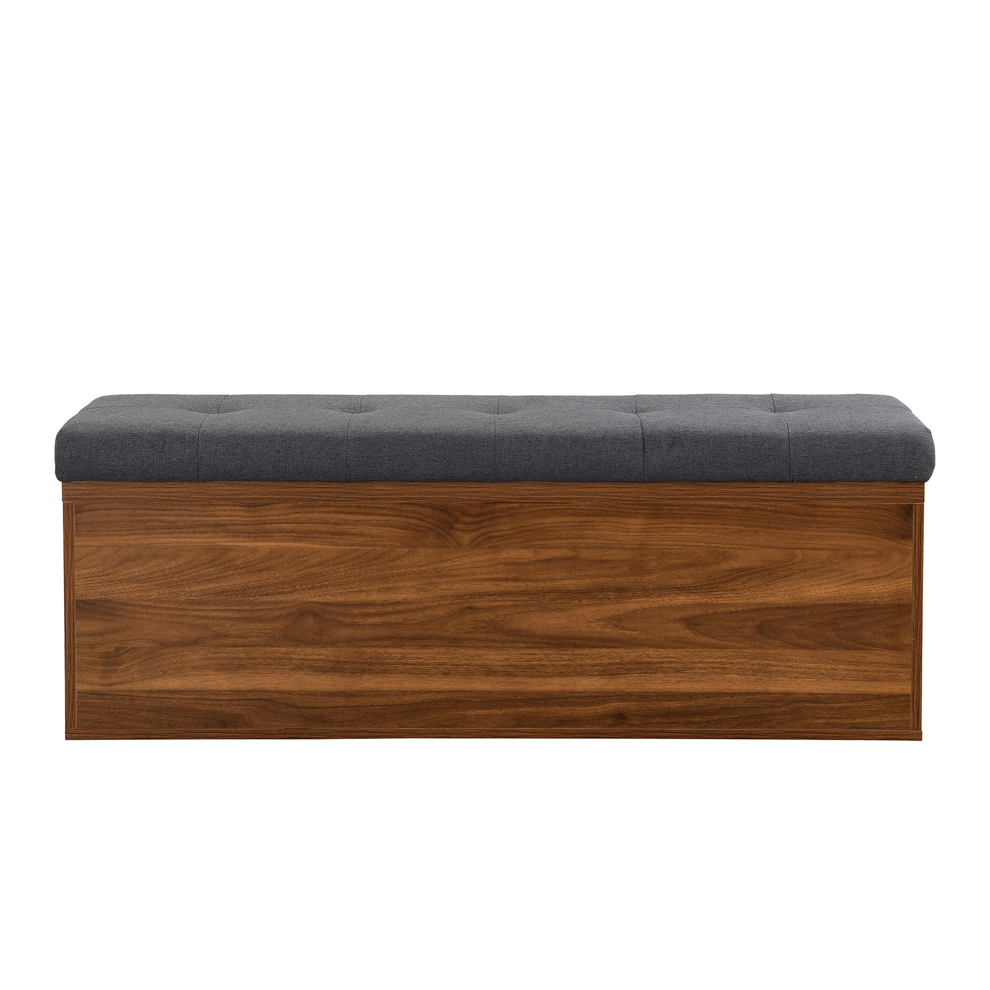 49" Shoe Storage Bench Entryway Shoe Cabinet Storage Ottoman With Padded Seat Cushion And Double Doors For Entryway, Hallway And Bedroom, Dark Grey Cushioned Dark Gray Linen Or Linen Blend Solid