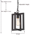 1 Light Living Room Steel Lantern Dimmable Farmhouse Pendant Ul Certified Black Ceiling Lights Steel Metal