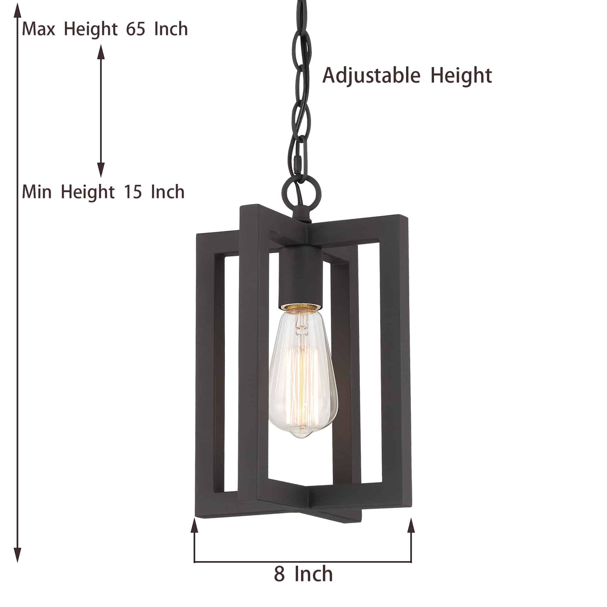 1 Light Living Room Steel Lantern Dimmable Farmhouse Pendant Ul Certified Black Ceiling Lights Steel Metal