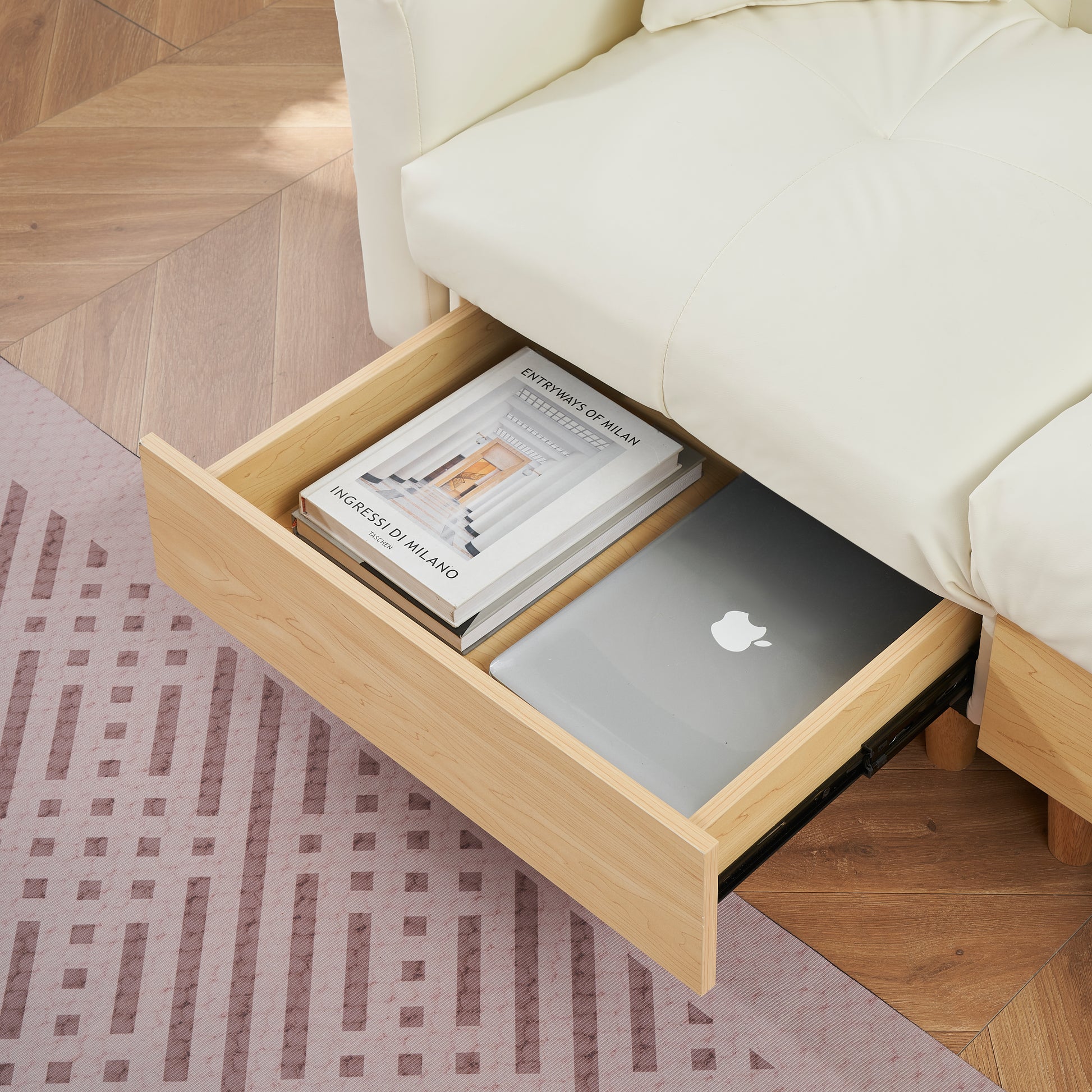86.61 Inches Beige Technology Cloth Sofa, Three Sofa Lift Sofa Bed, Sofa Bed With Storage Cabinet, Sofa Is Soft And Comfortable, Suitable For Meeting Rooms, Living Rooms And Bedrooms Beige Tech Cloth 3 Seat