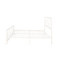 King Size Classical Metal Bed Frame With Circular Design Headboard And Footboard, Under Bed Space, White King White Iron
