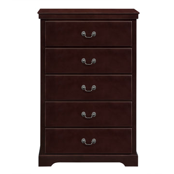 Classic Traditional 1Pc Chest Of 5 Drawers Cherry Finish Bedroom Furniture Wooden Cherry Wood