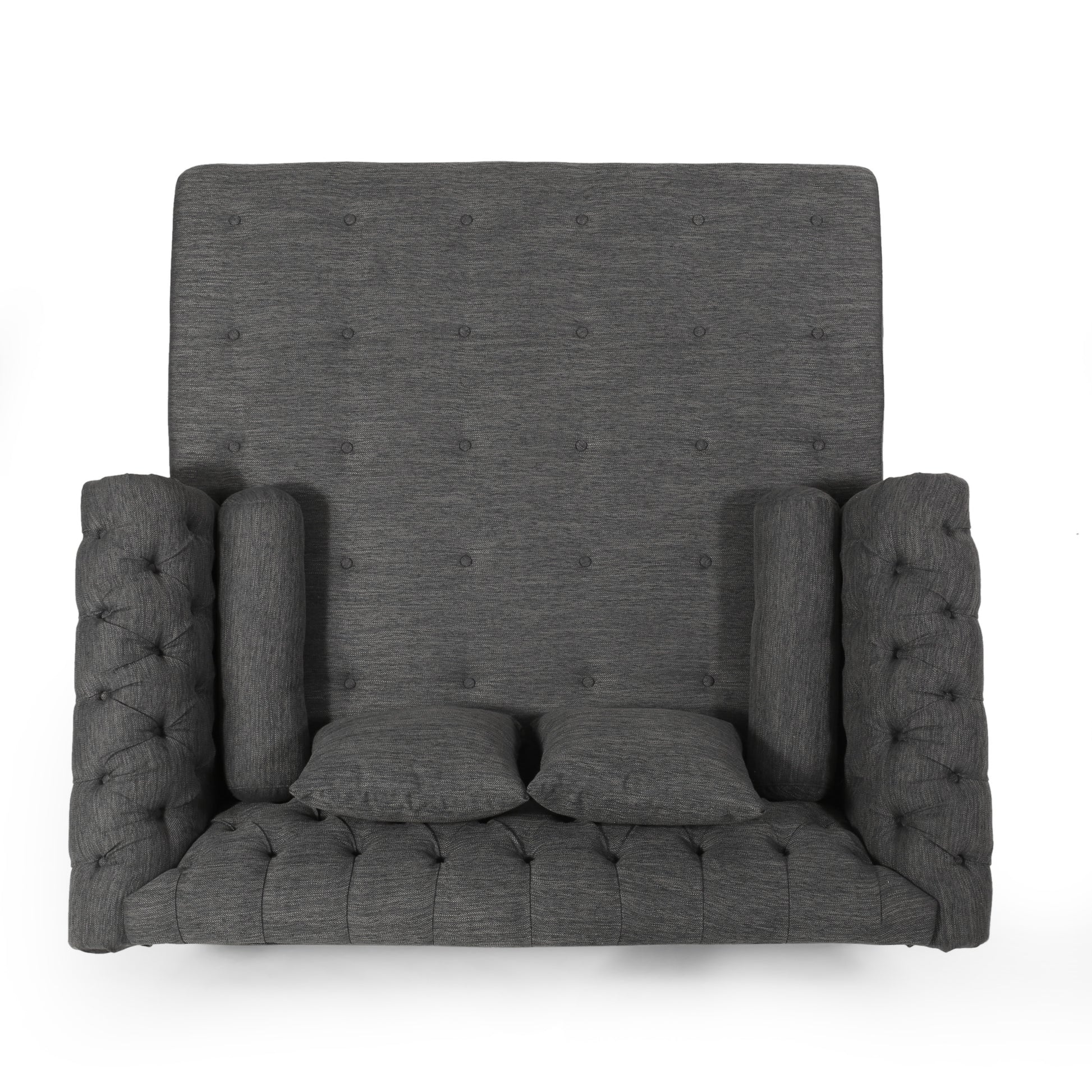 Seat Chaise Lounge Charcoal Fabric 2 Seat