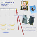 Outsunny Metal Swing Set With Glider, Two Swing Seats And Adjustable Height, Outdoor Heavy Duty A Frame Suitable For Playground, Backyard, Multi Color Multicolor Metal