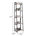 Natural And Black 5 Tier Ladder Bookshelf 5 Natural Black Horizontal Primary Living Space Open Back Industrial Adjustable Shelves Wood Metal