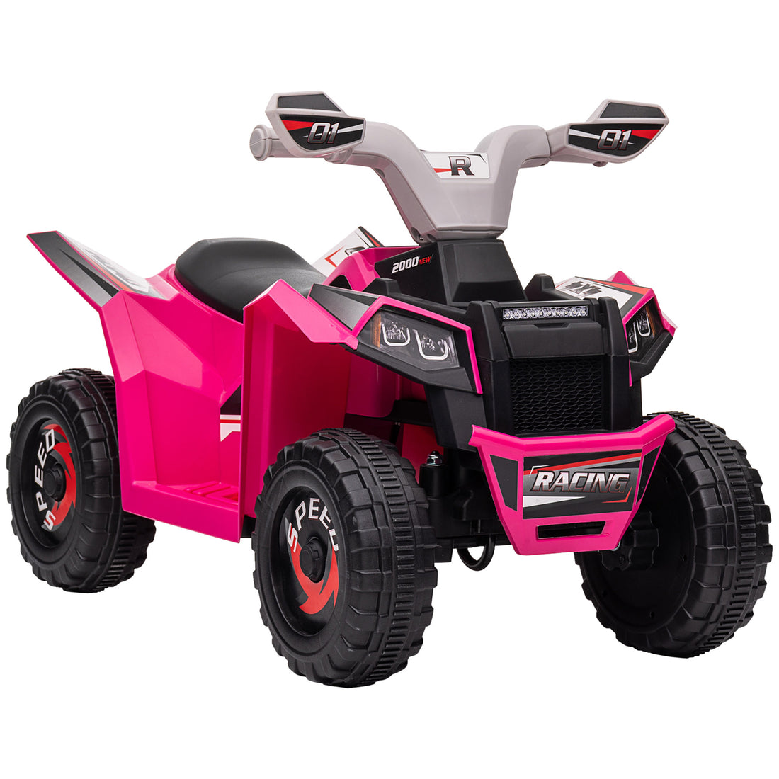 Aosom Kids Atv Quad Car, 6V Four Wheeler For Kids With Forward Backward Function, Wear Resistant Wheels For Toddlers Ages 18 36 Months, Pink Pink Iron Plastic