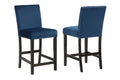 5Pc Counter Height Dining Set Square White Faux Marble Table Blue Velvet Upholstered Tufted Nail Head Chairs Wooden Leg Dining Room Furniture Black Wood Faux Marble Black,Blue,White Seats 4 Wood