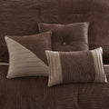7 Piece Micro Corduroy Comforter Set Brown Cal King Brown Polyester