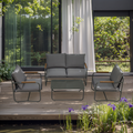 4 Piece Outdoor Patio Furniture Sets, Patio Conversation Set With Removable Seating Cushion, Courtyard Patio Set For Home, Yard, Poolside Grey Gray Aluminum