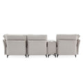 Modular Sectional Sofa,Multifunctional Couches For Living Room With Storage, Mid Console With Speaker And Storage,2 Usb Port And 1 Type C ,Wireless Charging Ceramic Top,Aluminum Cup Holder. Beige Linen Wood Primary Living Space Medium Soft Loose Back