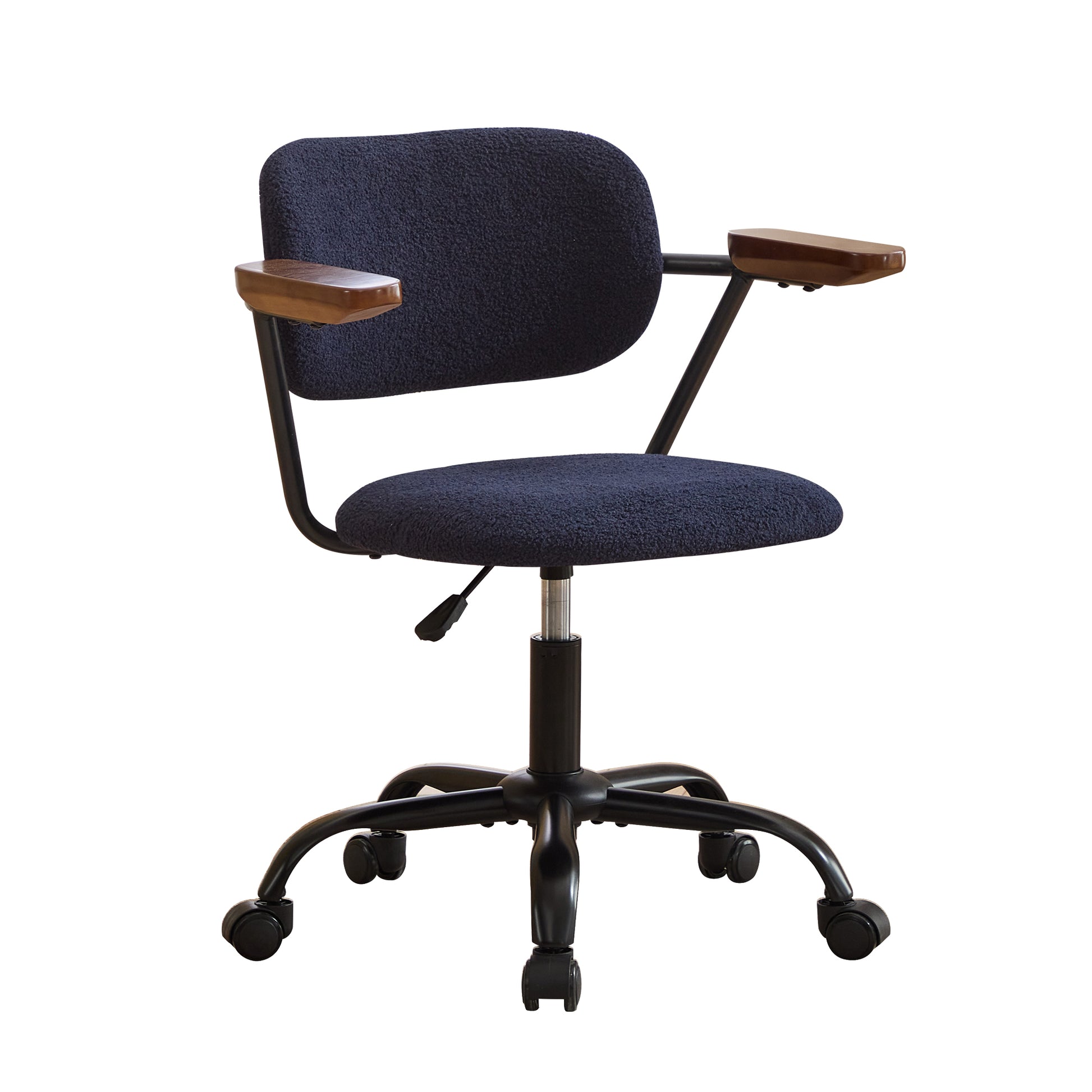 Sty Home Office Chair Ergonomic Desk Chair With Wheels Height Adjustable Desk Chair With Wooden Armrest For Home Office Teddy Fleece Blue 1Pc Blue Sherpa