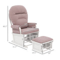 Homcom Nursery Glider Rocking Chair With Ottoman, Thick Padded Cushion Seating And Wood Base, Pink Pink Polyester