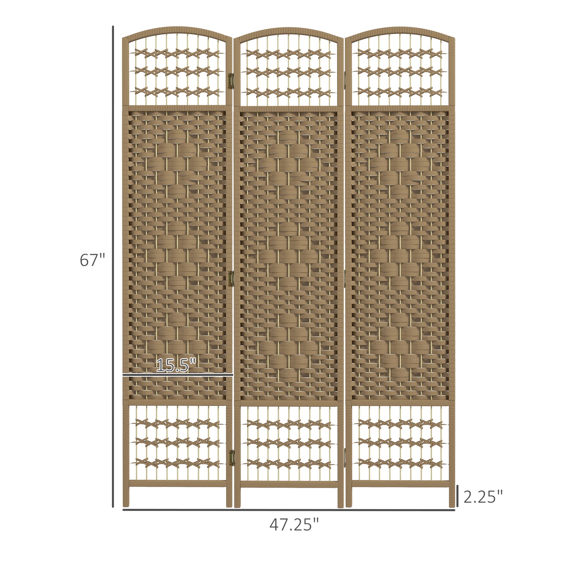 Homcom 3 Panel Room Divider, Folding Screen, 5.6', Natural Natural Wood Bamboo