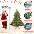 7Ft Christmas Tree Simulate Nature Advanced Materials Premium Hinged Spruce Artificial Douglas Firs Tree, Christmas Holiday Party Atmosphere Decoration Year Celebration Pe Pvc Xmas Tree Green