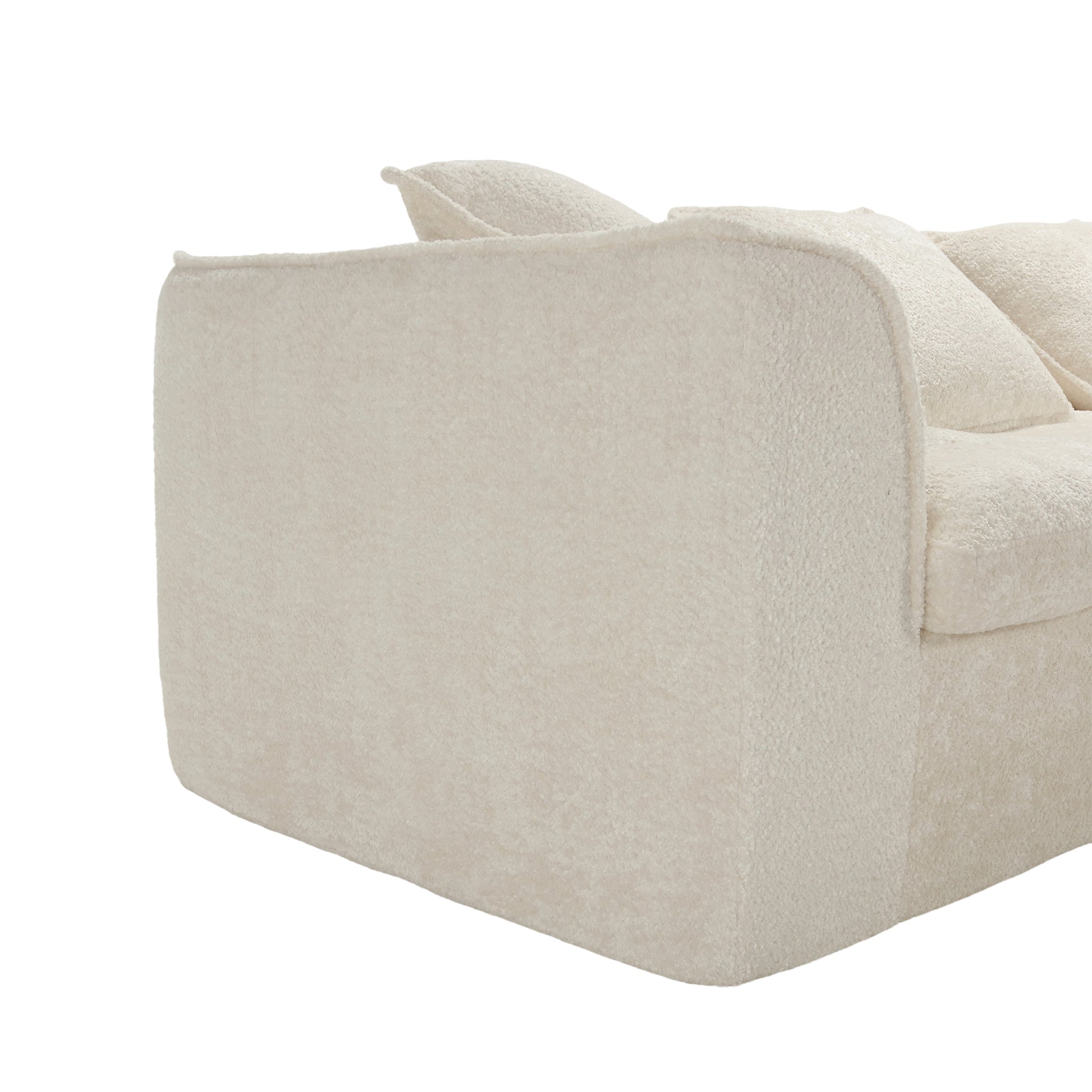 Coolmore Boucle Sofa 3 Seater For Living Room Oversized Comfy Sofa Unique Double Seat And Corner Construction For Apartment, Office Left Hand Facing Beige Beige Primary Living Space Foam Boucle 3