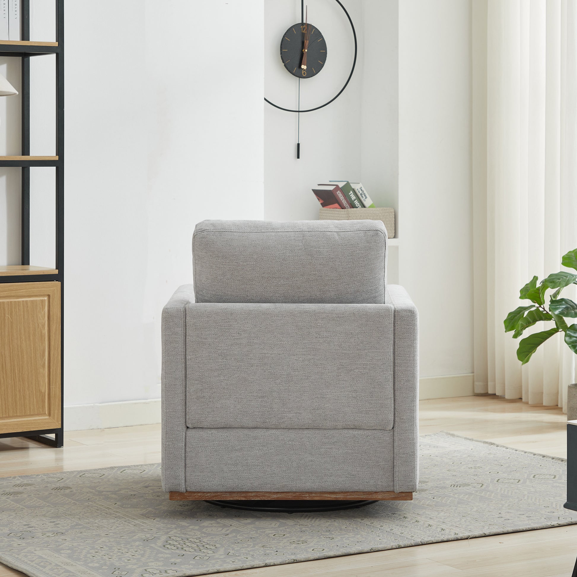 30.7"W Square Upholstered Swivel Accent Chair And Comfy Accent Single Sofa Chair, 360 Degree Club Chair, Lounge Armchair For Living Room Bedroom Apartment Nursery. Light Gray Light Gray Chenille