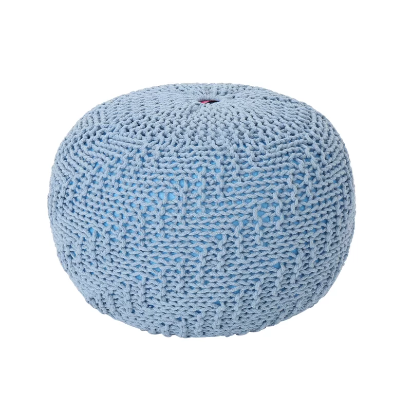 Knited Pouf Teal Cotton