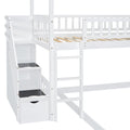 Twin Over Twin Bunk Bed With Two Drawers And Slide, House Bed With Slide, White Old Sku :Lt000129Aak White Pine