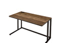 Walnut And Black Writing Desk With Usb Port Walnut Black Computer Desk Office Rectangular Wood Metal Sled