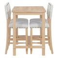 5 Piece Counter Height Dining Set, Classic Elegant Table And 4 Chairs In Natural Wood Wash Natural Wood Wash Solid Wood