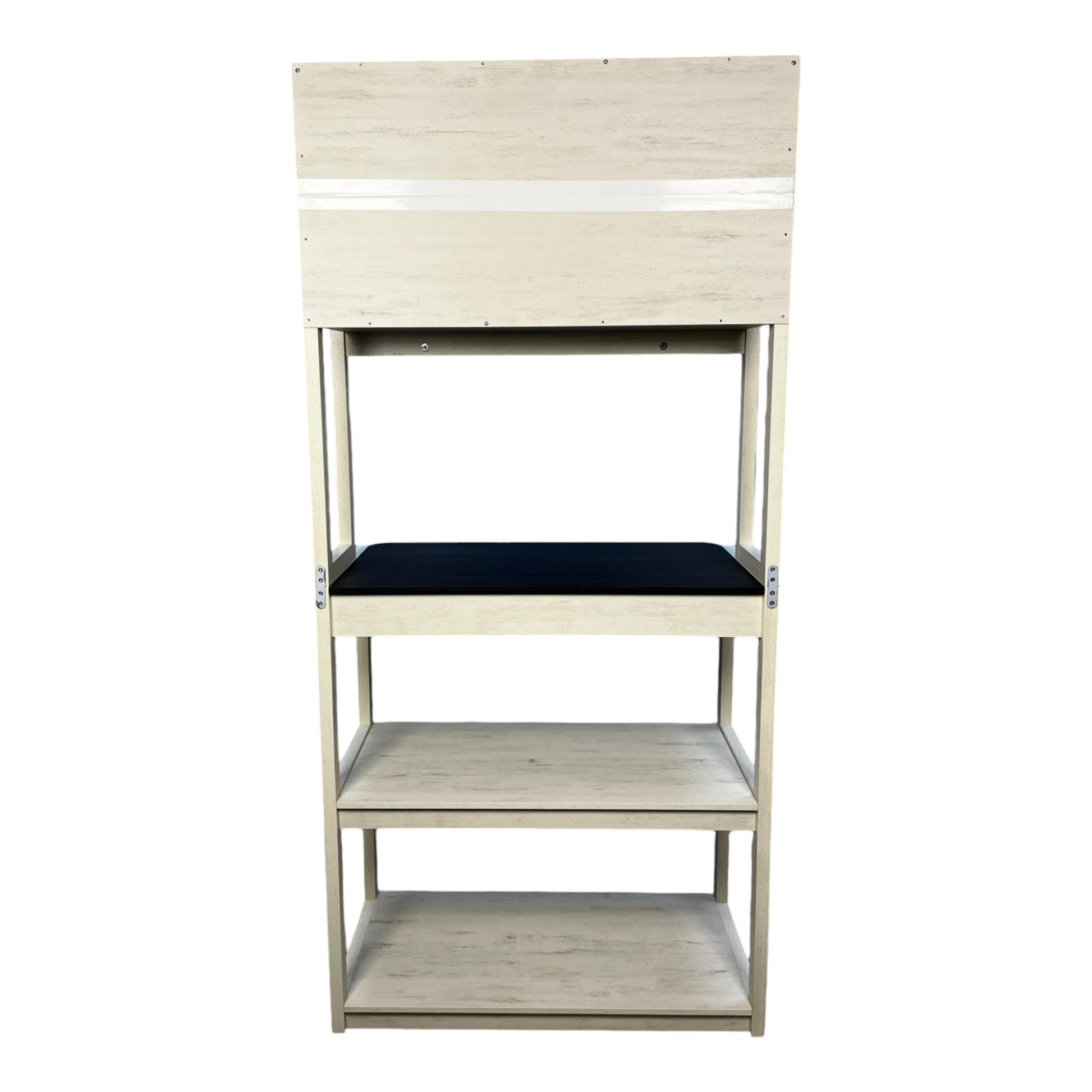 31.5" White And Black Color 5 Tier Bakers Rack For Kitchen With Storage, Coffee Bar, Kitchen Shelves, Microwave Stand White Black Particle Board