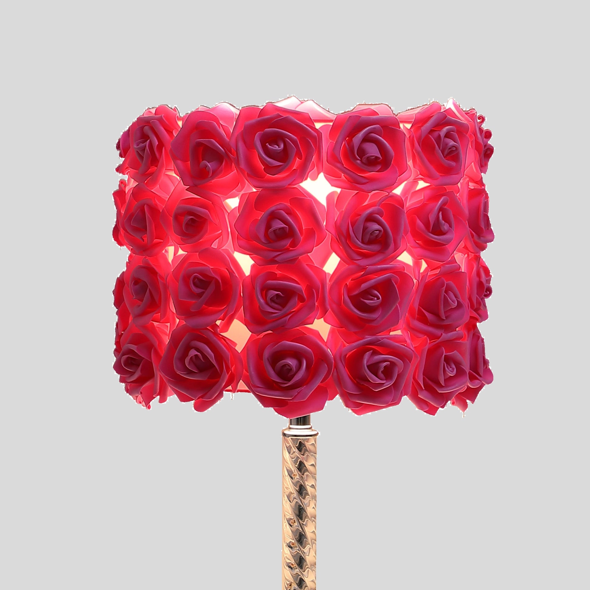 18.25" Red Roses In Bloom Acrylic Metal Table Lamp Multicolor Metal