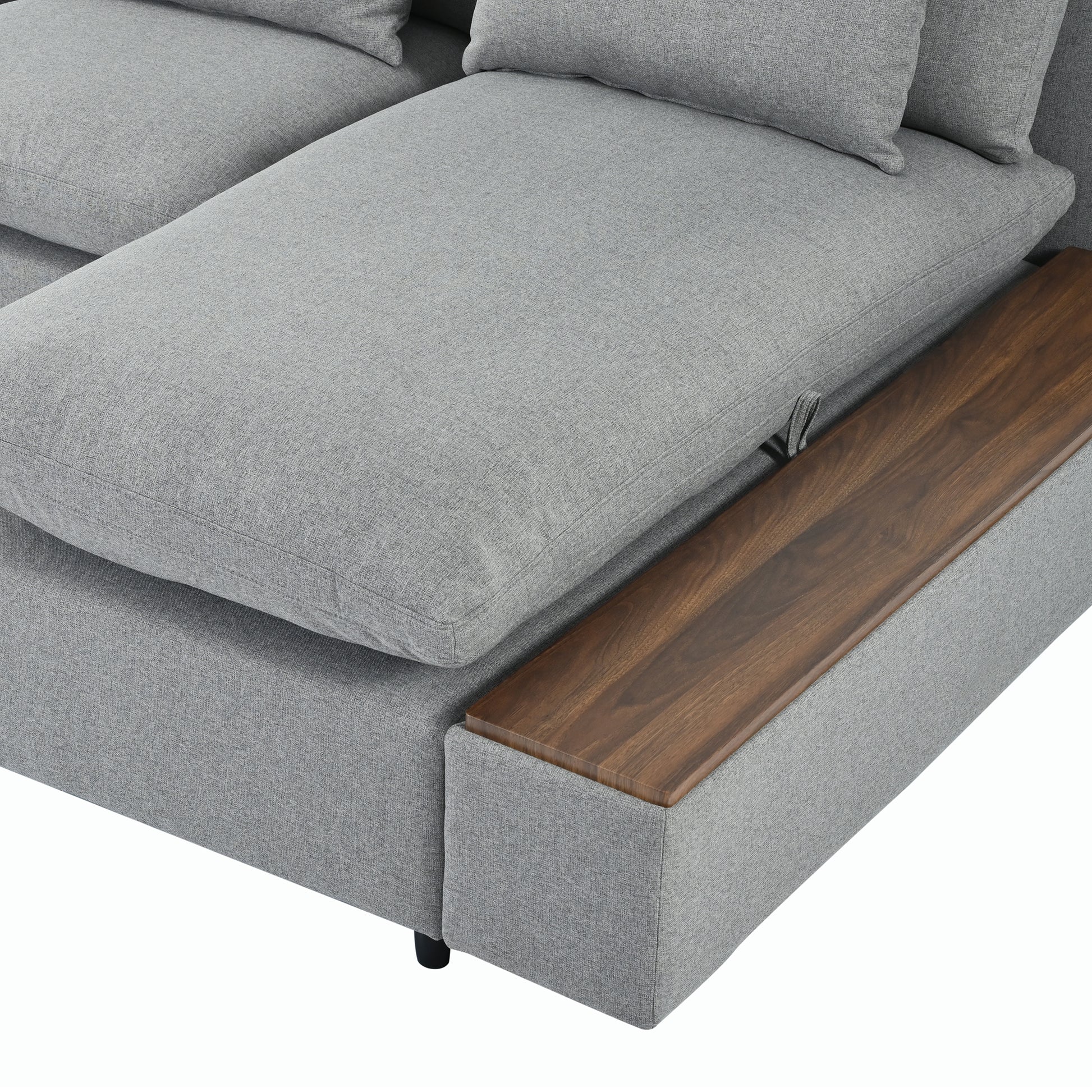 L Shaped Modular Sectional Sofa With Removable Back Cushions,3 Pillows And 2 Storage Spaces,Suitable For Living Rooms,Offices And Apartments Gray Polyester 3 Seat