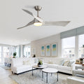 52 Inch Brushed Nickel Ceiling Fan Light With 6 Speed Remote Energy Saving Dc Motor Brushed Nickel Metal & Wood