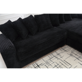 Arrived Oversized Two Piece Couches, L Shaped Sofa, Corduroy, Right Chaise Daybed,With Armrests,Eight Throw Pillows,Corner Sofa,Easy To Assemble, Black Black Polyester Wood Primary Living Space