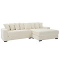 Arrived Oversized Two Piece Couches, L Shaped Sofa, Corduroy, Right Chaise Daybed,With Armrests,Eight Throw Pillows,Corner Sofa,Easy To Assemble, Beige Beige Polyester Wood Primary Living Space