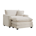 Comfortable Single Chair Deep Seat Sofa With Footstool With One Pillow, Accent Chair With Ottoman Suitable For Living Room And Bedroom And Reading Room, Light Beige Corduroy Fabric Beige Corduroy 1 Seat