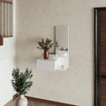 White Floating Vanity With Included Mirror White Modern Particle Board
