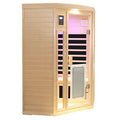 Low Emf Front Door With Heating Panel Two Persons Hemlock Far Infrared Corner Indoor Sauna Room Natural Wood Solid Wood