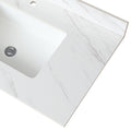 37 Inch Marble Vanity Top, White Vanity Top With Pre Drilled Faucet Holes, Bathroom Vanity Top With Undermount Rectangular Middle Sink And 4