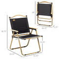 Outsunny 2 Pack Folding Camping Chair, Lightweight & Portable Beach Chairs Armchairs, Perfect For Festivals, Fishing, Picnic And Hiking, Black Black Metal