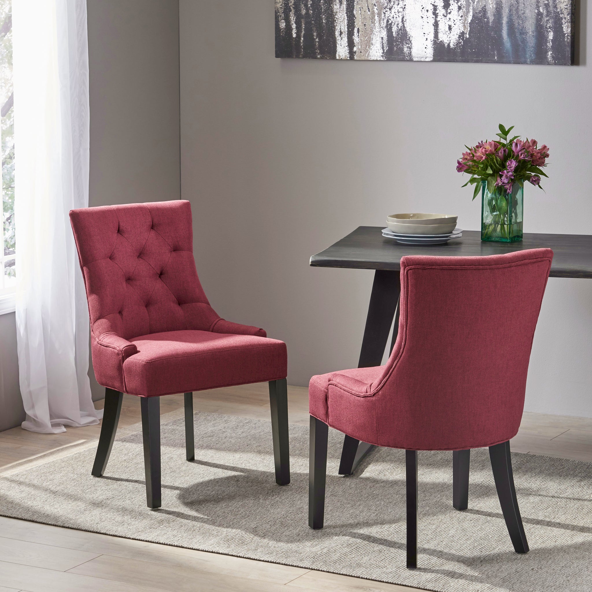 Cheney Dining Chair Kd Mp2 Set Of 2 Red Fabric