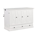 Solid Pine Murphy Bed Chest Cube Cabinet Bed With Charging Station And Large Storage Drawer For Home Office Or Small Room,Full,White Box Spring Not Required Full White Wood White Pine Murphy Solid Wood Mdf