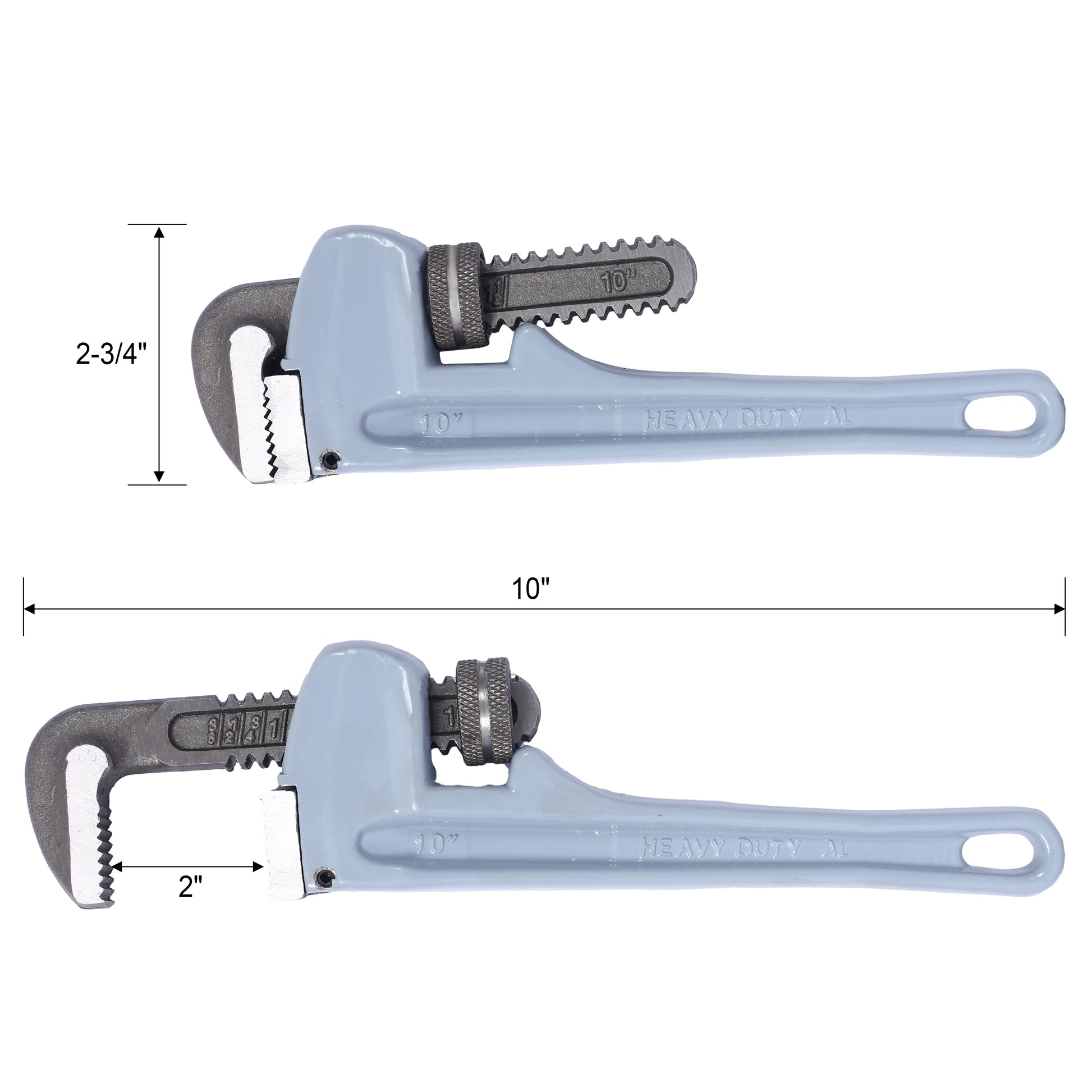 4Pcs Aluminium Pipe Wrench Adjustable Jaw Plumbing Pipe Wrench 10" 14" 18" 24" Inch Pipe Wrench Set Light Gray Aluminium Alloy