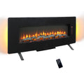 48 Inch Curved Front Wall Mounted Electric Fireplace With Remote And Multi Color Flame & Emberbed Powder Coated Electric Antique Black Vent Free Primary Living Space Yes Wall Mount Tempered Glass Sheet Metal Electric