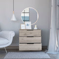 Kaia 3 Drawers Dresser, Superior Top Light Gray Gray Drawer 3 Drawers Bedroom Shelf Modern Particle Board Particle Board