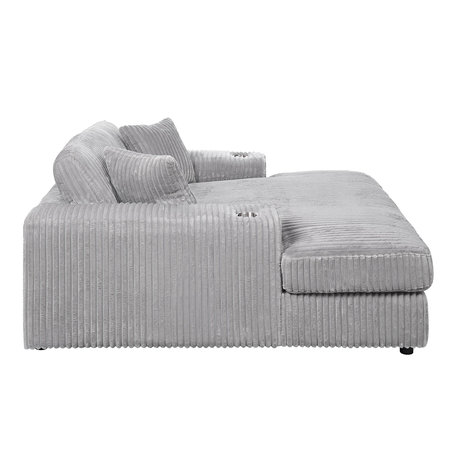 Hilde Chaise W 2 Pillows, Beige Velvet Lv03681 Grey Upholstered 2 Seat