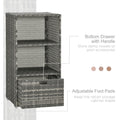 Outsunny Valet Pool Towel Rack, Waterproof Pe Plastic Rattan Wicker Storage Organizer, Indoor Outdoor Spa, And Hot Tub Accessory Storage, 2 Shelves, 1 Basket Drawer, Gray Grey Rattan