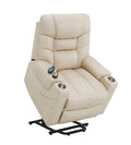 Light Grey Power Lift Recliner With Heating And Massage Light Grey Faux Leather Power Remote Metal Primary Living Space Tight Back Push Button Pillow Top Arms Faux Leather