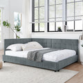 Full Size Upholstered Tufted Bed Frame, Sofa Bed Frame With Comfortable Backrest And Armrests, Full Size Bed For Bedroom, Living Room,Velvet, Grey 80.5''*59''*30.5'' Box Spring Not Required Full