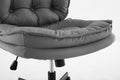 Armless Office Desk Chair With Wheels: Pu Leather Cross Legged Wide Chair,Comfortable Adjustable Swivel Computer Task Chairs For Home,Office,Make Up,Small Space,Bed Room Smoke Grey Antique Fiber Foam And Polyester Fiber Pad Pvc