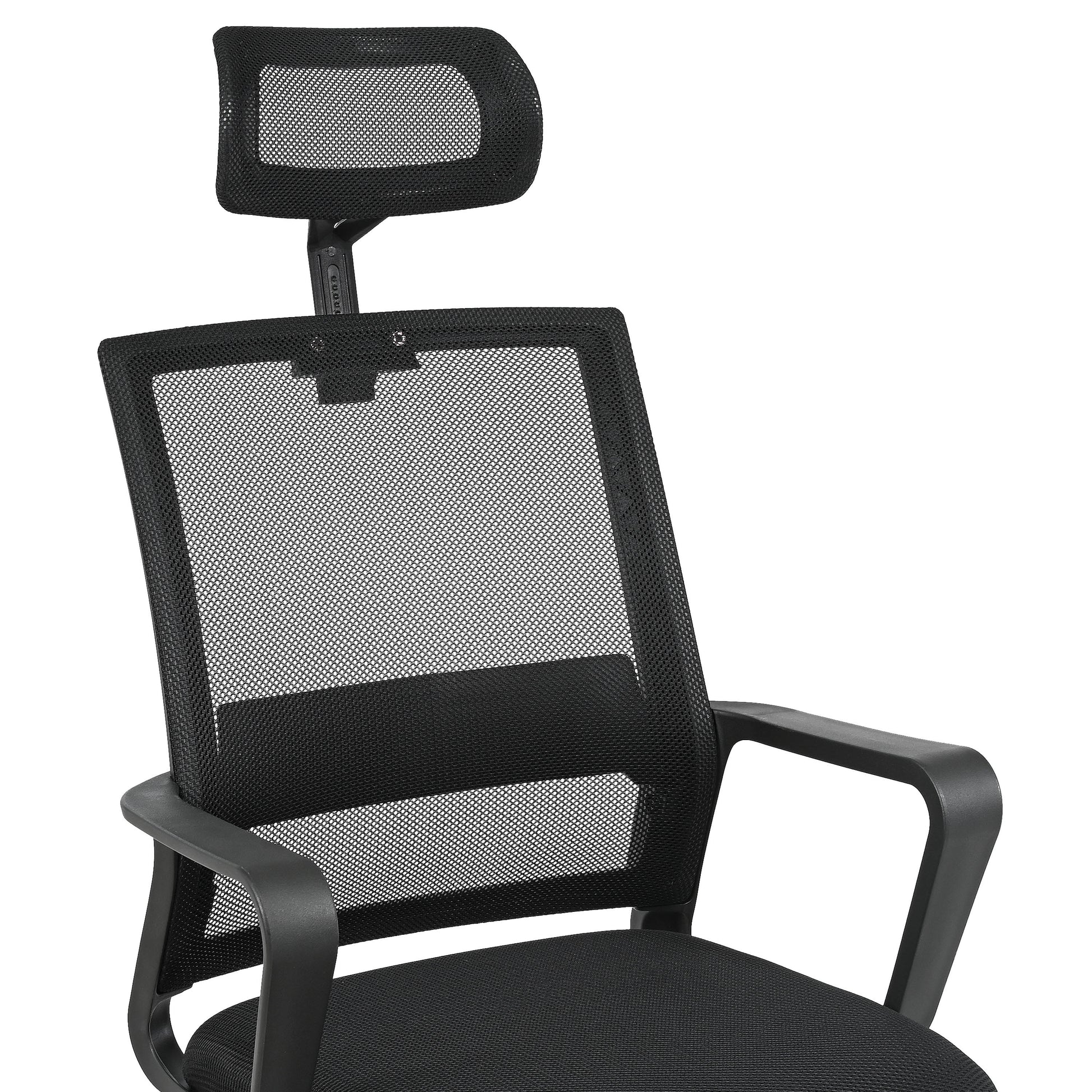 Techni Mobili Ergonomic Office Chair With Lumbar Support And Adjustable Headrest Black Office Spot Clean Modern Office Chairs Adjustable Height Fabric Plastic