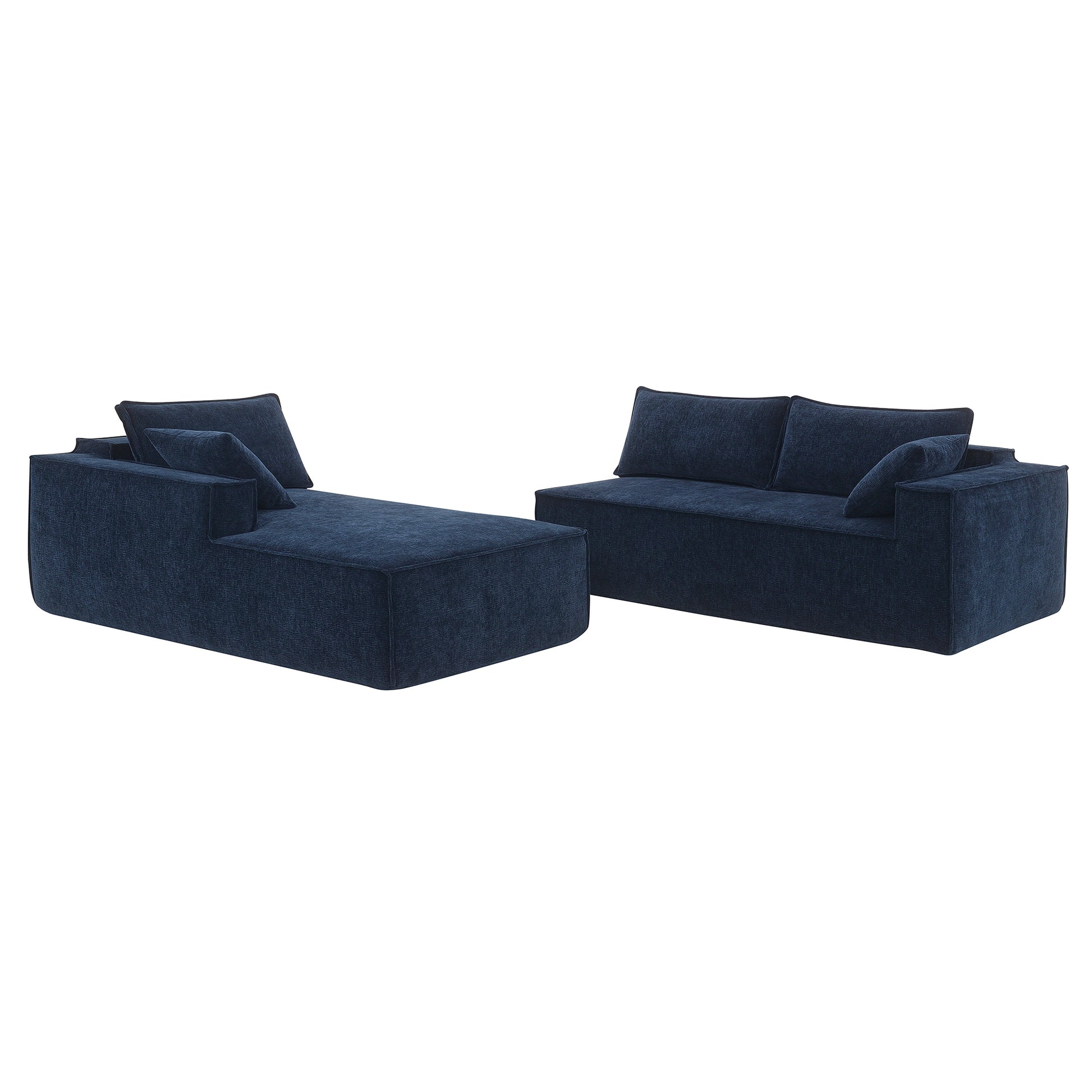 111.5*72"Minimalist Style Modular Sectional Sofa,Wrinkle Resistant Chenille Couch Set,L Shaped Sleeper Sofa Bed For Living Room,2 Pic Free Combination,No Assembly Require,3 Colors Dark Blue Chenille 4 Seat