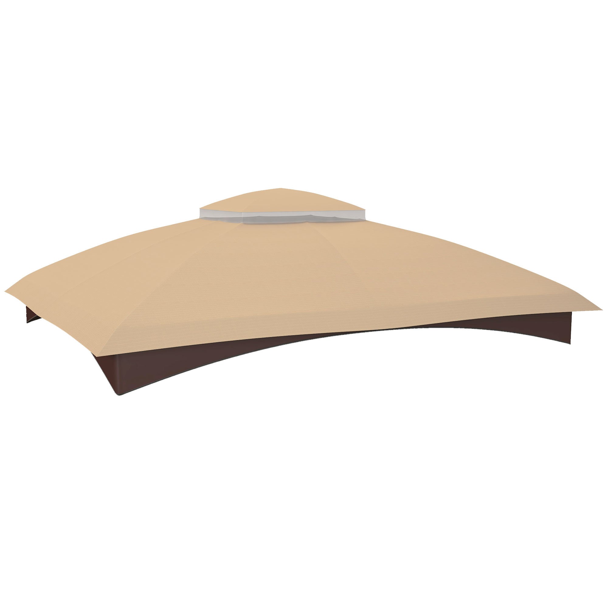 Outsunny 10' X 12' Gazebo Canopy Replacement, 2 Tier Outdoor Gazebo Cover Top Roof With Drainage Holes, Top Only , Beige Beige Polyester