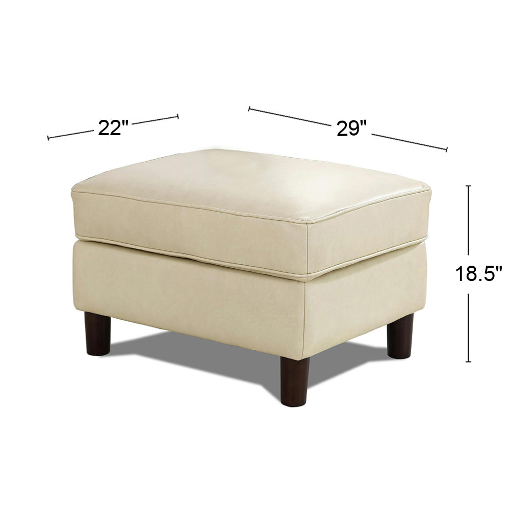 Bella Leather Storage Ottoman Beige Memory Foam Genuine Leather