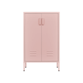 Pink Steel Double Door Cabinet With Handles, With Removable Dividers And Adjustable Height. Suitable For Living Room, Office, Bedroom, Study And Other Places. 3 4 Shelves Pink Metal